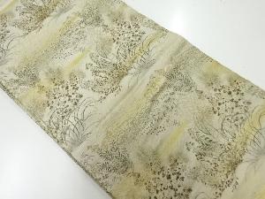 アンティーク　草花模様織出し丸帯（材料）